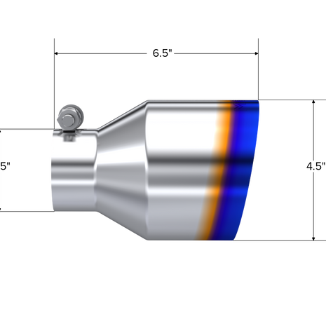 MBRP Exhaust Tip 2.5-Inch Inlet 4.5-Inch Outlet 6.5-Inch Length Single Wall Angle Cut Burnt End T304 Stainless Steel Universal Fit