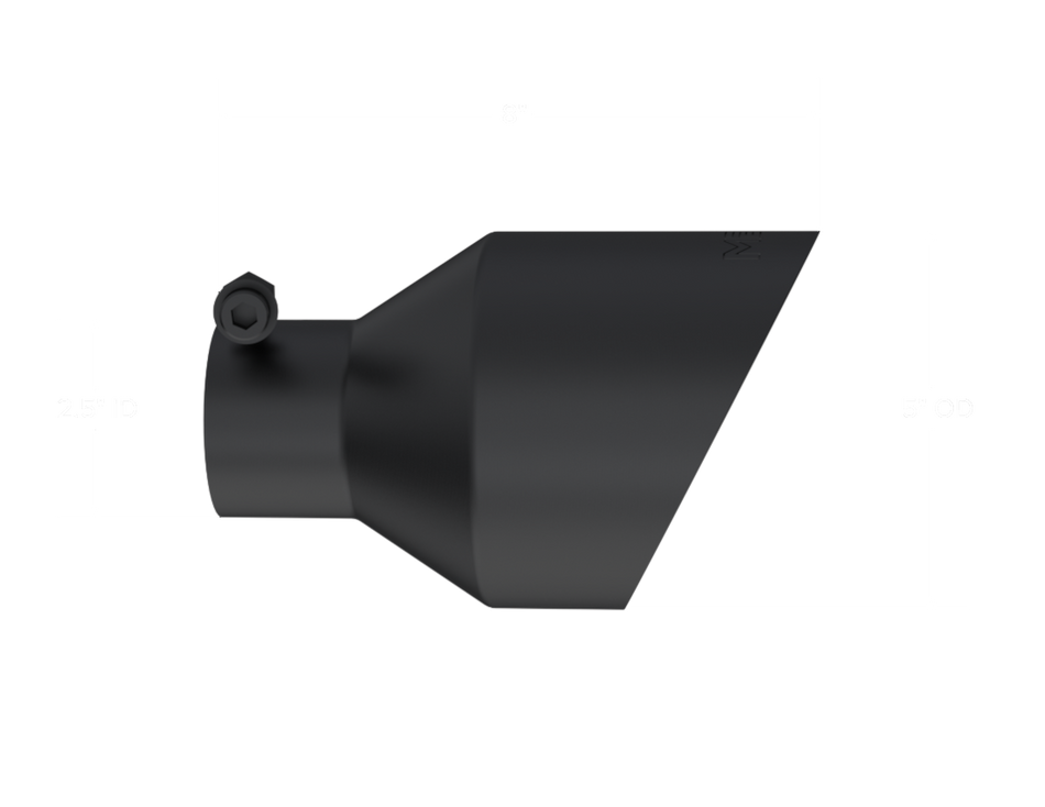 MBRP Exhaust Tip 2.5-Inch Inlet 5-Inch Outlet Dual Wall Angle Cut T304 Stainless Steel Universal Fit Armor Black