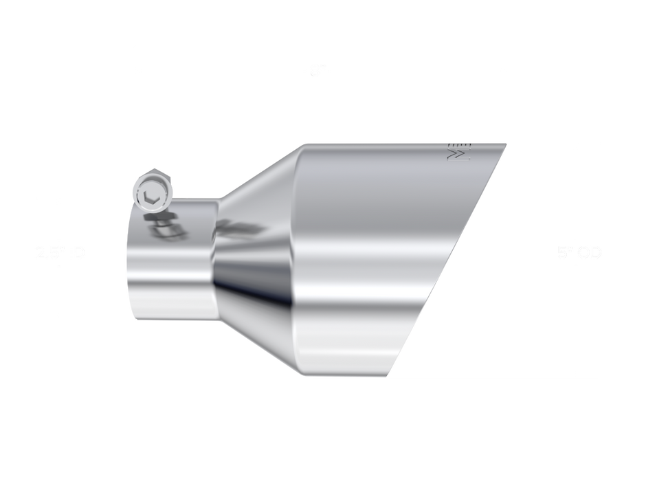 MBRP Exhaust Tip 2.5-Inch Inlet 5-Inch Outlet Dual Wall Angle Cut T304 Stainless Steel Universal Fit Armor Pro